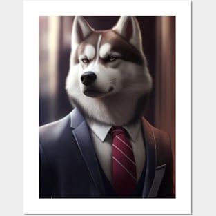 Adorable Husky Dog Wearing A Suit - Unique Wildlife Graphic For Fashion Lovers Posters and Art